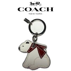 Coach 92998 Polar Bear Scarf Winter Patent Leather Key Ring Key Chain KeyFob Bag